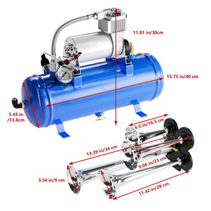 150DB Train Horn Kit with 12V Air Compressor and 1.6 Gallon Tank for Trucks and SUVs Trend Times 5