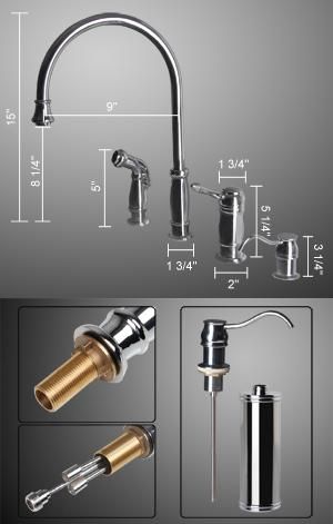 15" Kitchen Bar Faucet with Dispenser Polished Chrome - Trend Times Toy Stores