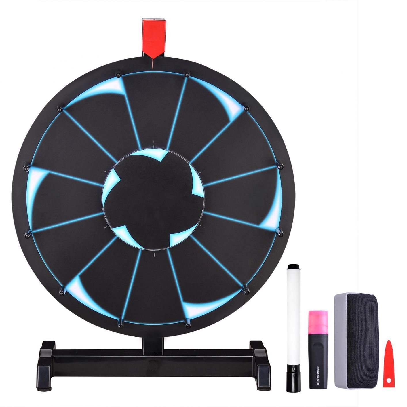 15" Tabletop Color Prize Wheel Spin Fortune Win Game Tradeshow Party Carnival Type 2: Cool Black 12 Slots - Trend Times Toy Stores