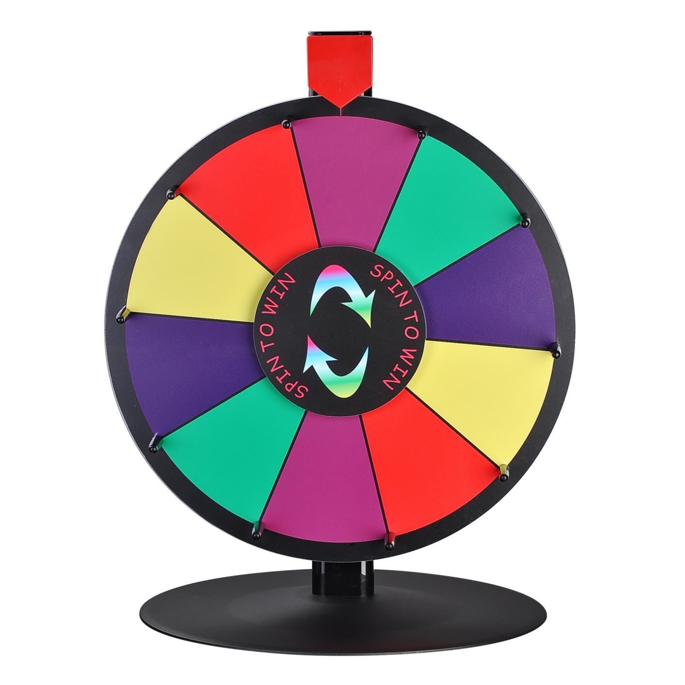 15" Tabletop Color Prize Wheel Spin Fortune Win Game Tradeshow Party Carnival Type 3: Roung Base 10 Slots - Trend Times Toy Stores