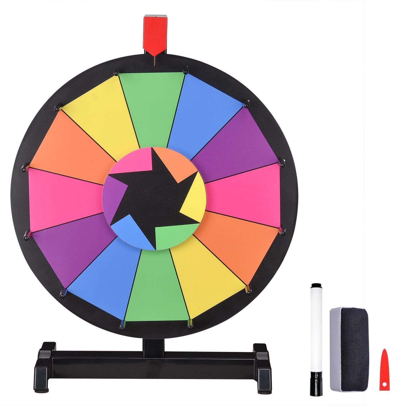 15" Tabletop Color Prize Wheel Spin Fortune Win Game Tradeshow Party Carnival Type 4: Colorful 12 Slots - Trend Times Toy Stores