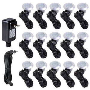 15pcs LED Deck Light Garden Stair Yard Landscape Cool White Lamp W/ Transformer - Trend Times Toy Stores