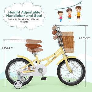 16 Inch Adjustable Kids Bicycle with Reflectors and Bell for Children Ages 4-7 Trend Times 4
