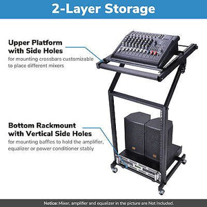 16U 19" Rack Mount Mixer Stand Studio Cart Stage Amp Adjustable Stage Party Show - Trend Times Toy Stores