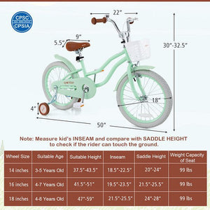 18 Inch Kids Bike with Adjustable Seat and Bell for Ages 3-8 Years Trend Times 4