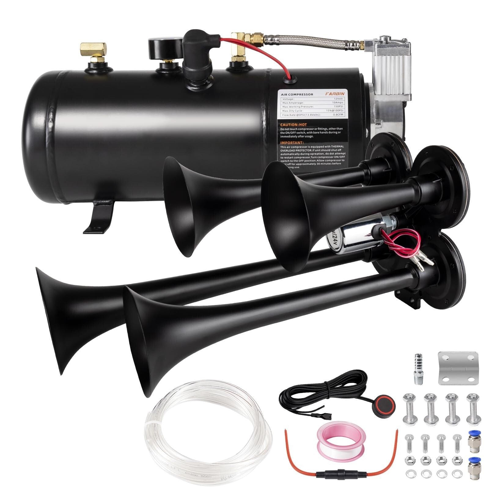 180db Air Horn Kit with 0.8 Gallon Air Compressor Super Loud Train Horn Trend Times 0