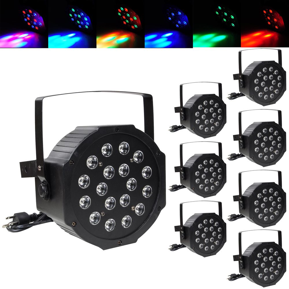 18W LED Par Stage Light DMX512 DJ Disco RGB Change Dimmer Party Wedding 4/8/16pc 8pcs/set - Trend Times Toy Stores