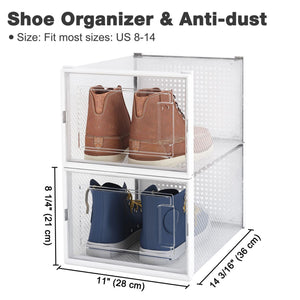18 Pack Shoe Storage Box Clear Plastic Stackable Shoe Foldable Organizer Bins White - Trend Times Toy Stores