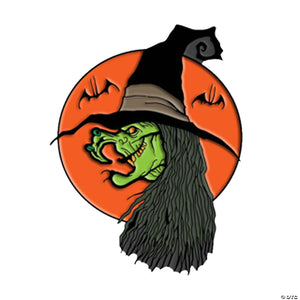 1 1/2" Toxictoons™ Witchy! Green Witch Face Full-Color Enamel Pin - Trend Times Toy Stores