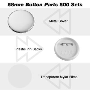 1 1/4" 32mm Button Badge Set Pin Back Parts for Button Maker Machine 500 Packs - Trend Times Toy Stores