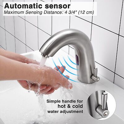 1 Hole Vessel Sink Bathroom Sensor Motion Faucet Touchless Faucet Brushed Nickel - Trend Times Toy Stores