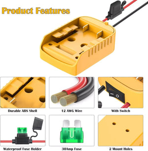 2-4 Pack Power Wheel Adapter Kit Compatible with 18V 20V Dewalt Battery Converter Trend Times 3