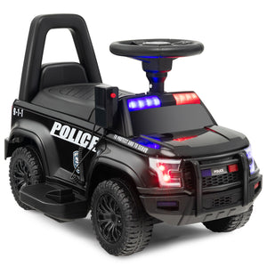 2-in-1 6V Kids Ride-On Police Push Car with Megaphone and Siren, Black Trend Times 0