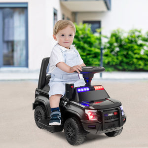 2-in-1 6V Kids Ride-On Police Push Car with Megaphone and Siren, Black Trend Times 2
