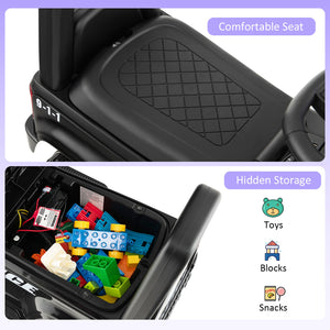 2-in-1 6V Kids Ride-On Police Push Car with Megaphone and Siren, Black Trend Times 5