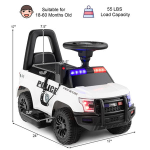 2-in-1 6V Kids Ride-On Police Car and Toddler Push Car with Megaphone, Siren, and Music Trend Times 1