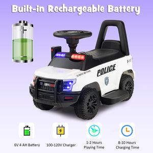2-in-1 6V Kids Ride-On Police Car and Toddler Push Car with Megaphone, Siren, and Music Trend Times 4