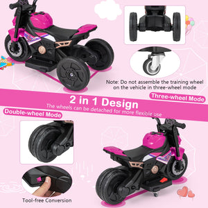 2-in-1 Kids Electric Motorcycle with Detachable Training Wheels, Headlight, and Horn Trend Times 4