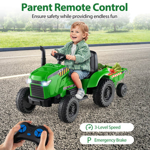 2-in-1 Kids 12V Battery-Powered Ride-On Tractor with Remote Control Trend Times 7