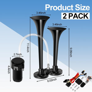 12V 150dB Loud Air Horn Kit with Air Compressor for Trucks, Boats, and Cars, 2-Pack Trend Times 1
