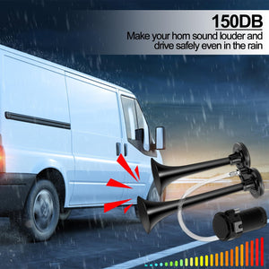 12V 150dB Loud Air Horn Kit with Air Compressor for Trucks, Boats, and Cars, 2-Pack Trend Times 5