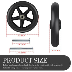 2 Pack 6 Inch Replacement Front Wheels for Wheelchairs Walkers and Rollators Trend Times 1