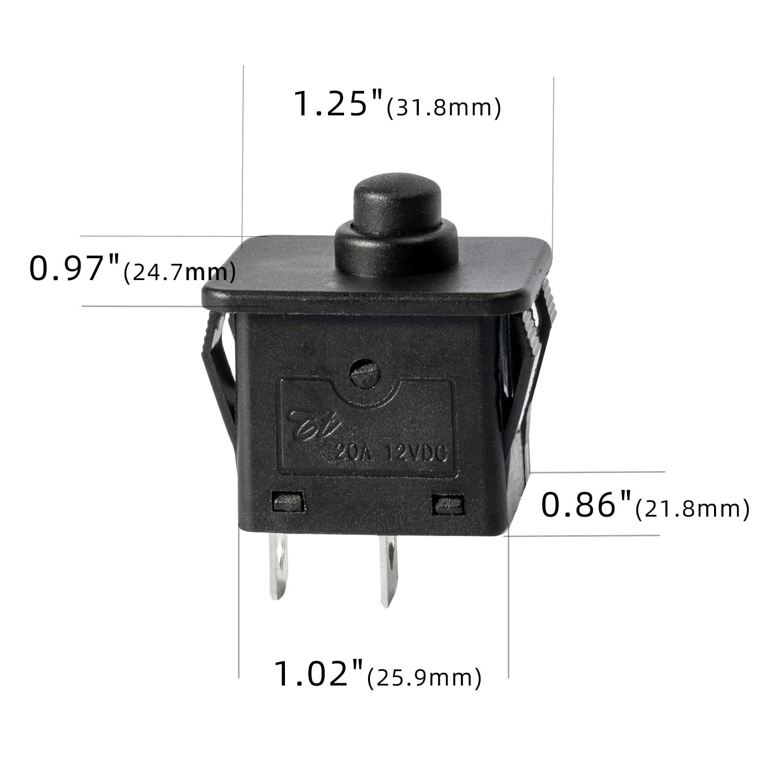 2 Pcs 6V/12V 2-Pin Plunger Power Wheel Foot Pedal Switch for Accelerator Control Trend Times 1