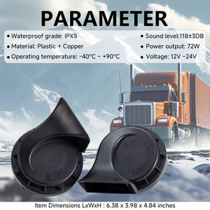 2 PCS 130dB Dual Electric Snail Air Horn for 12V Truck Waterproof Trend Times 4