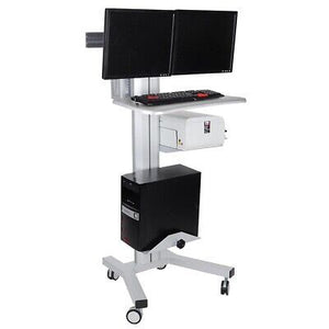 2 Monitor Stand Mobile Cart Computer Desk Tradeshow Office Height Adjust Shelf - Trend Times Toy Stores