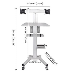 2 Monitor Stand Mobile Cart Computer Desk Tradeshow Office Height Adjust Shelf - Trend Times Toy Stores