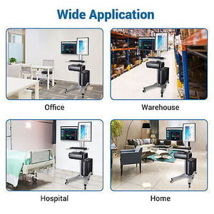 2 Monitor Stand Mobile Cart Computer Desk Tradeshow Office Height Adjust Shelf - Trend Times Toy Stores