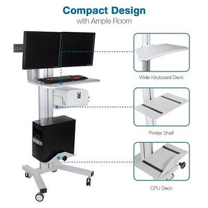 2 Monitor Stand Mobile Cart Computer Desk Tradeshow Office Height Adjust Shelf - Trend Times Toy Stores