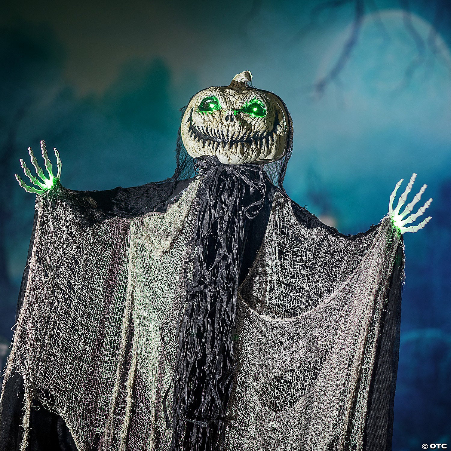 66& 8221 green light up standing pumpkin man halloween decoration~atc00012-a02
