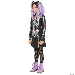 kids skeleton holographic costume large 12 14~fw126632lg-a03