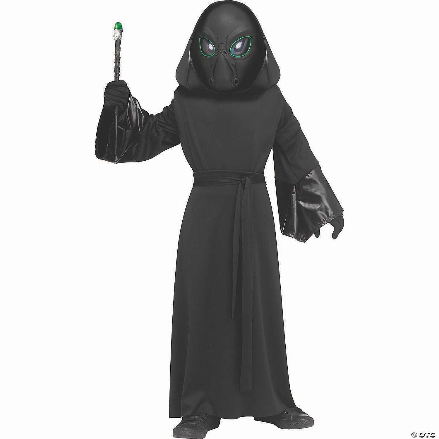 kids black polyester robe with electro luminescent mask alien costume large 12 14~fw136412l