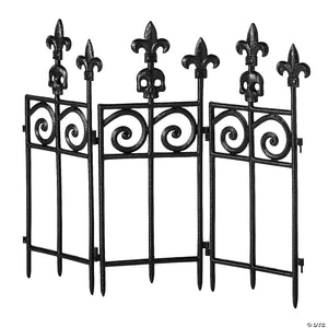 45 black plastic fence with scroll work halloween decoration~sew82848-a01