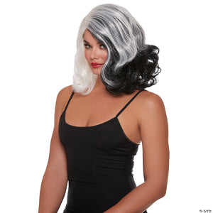 adults black & white split hues glam wig~rl12306bw-a03