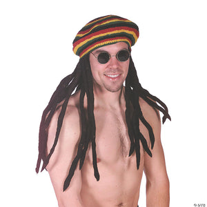 adults black dreadlocks wig with rasta tam~ga108