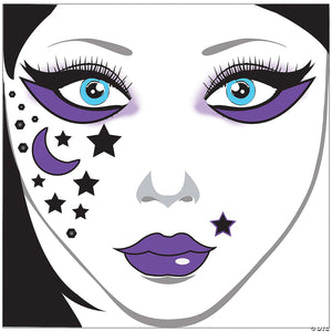 moon stars face decal~glfd012