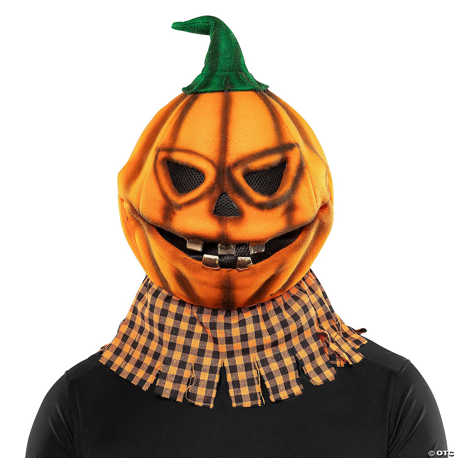 adults scarecrow pumpkin head halloween mask with hat & 8211 one size~mcsph001a-a01
