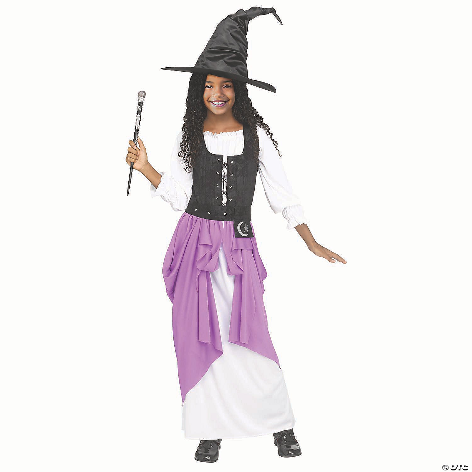 girl& 8217 s black purple & white polyester renaissance witch costume small 4 6~fw126892s