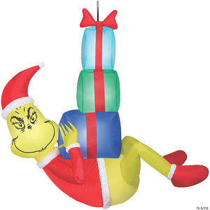 sup blowup inflatable hanging grinch with presents & built in lights christmas outdoor yard decoration~ss114463g