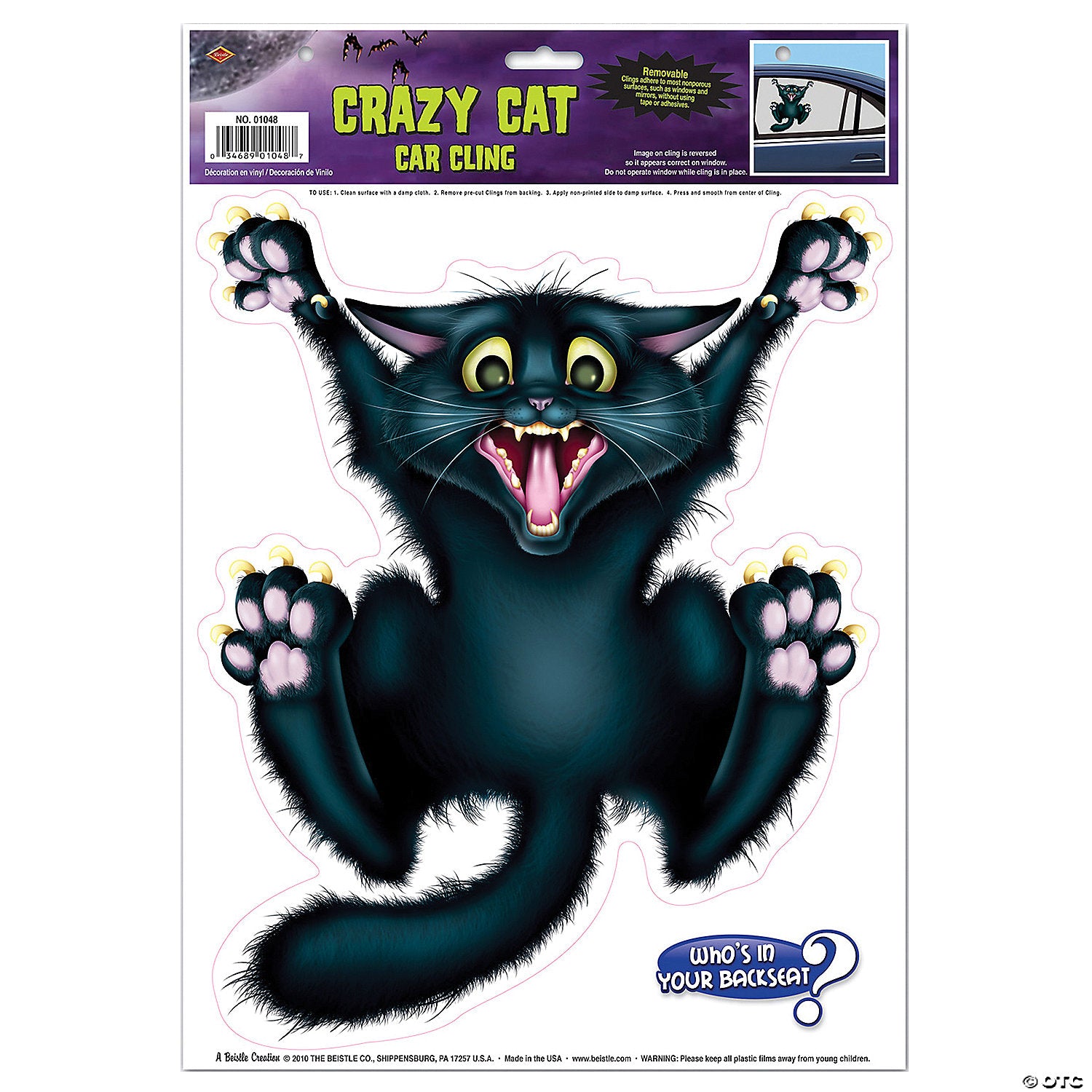 crazy cat car cling~bg01048