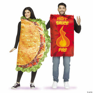 adults taco & hot sauce couples halloween costume one size~fw138264