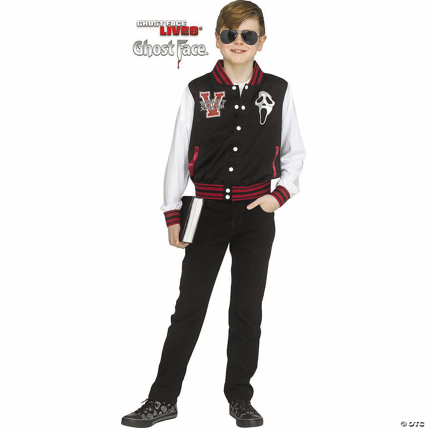 kids scream& 8482 scream team varsity jacket with ghostface costume large 12 14~fw134132l