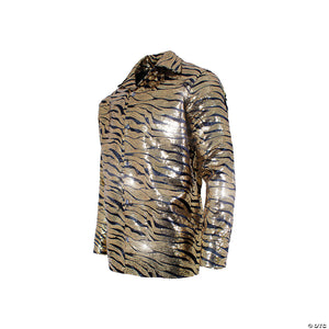 adults gold sequin tiger shirt xxl~ur30303xxl