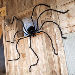 2 furry black polyester spider halloween decoration~atc00133-a01