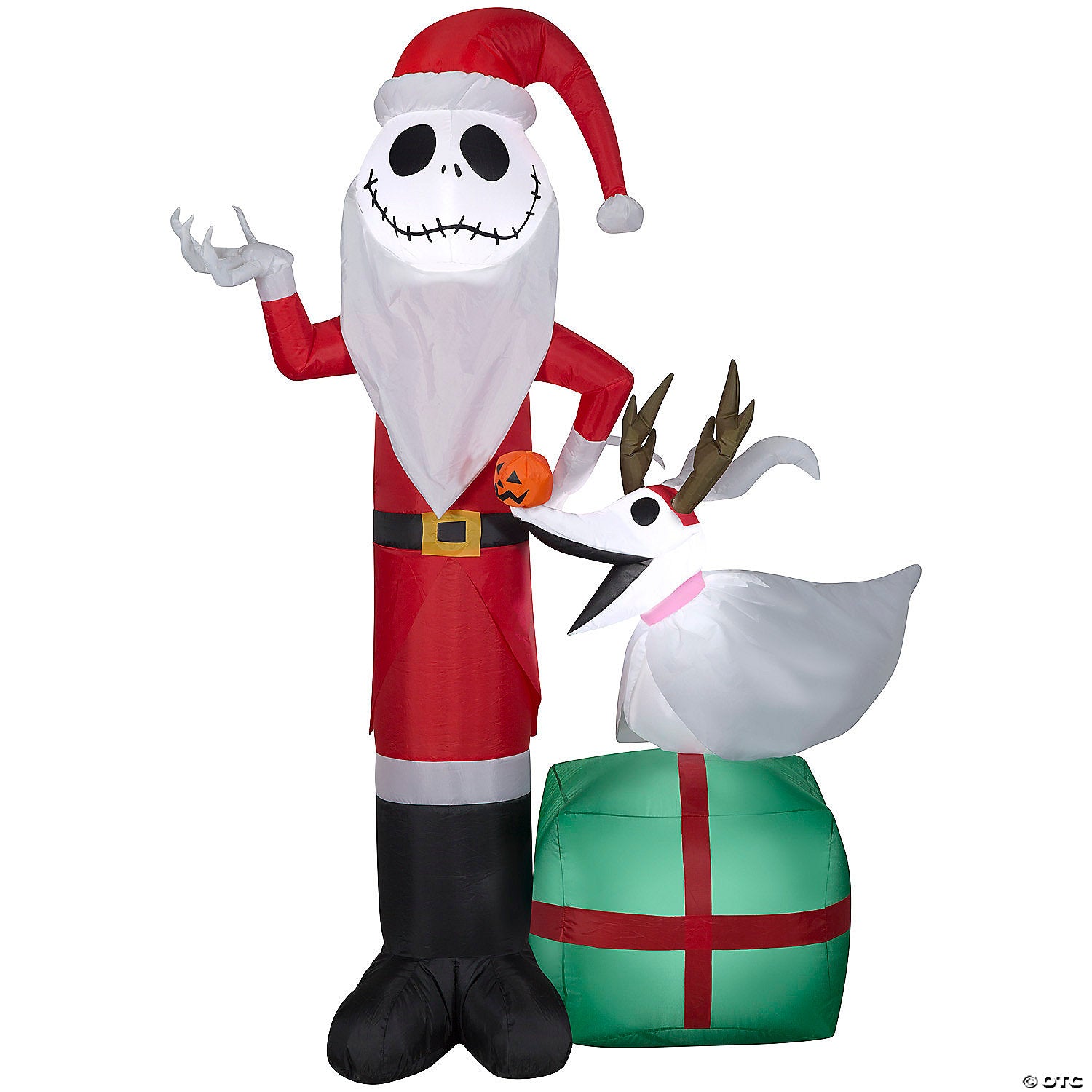 sup blowup inflatable jack skellington & zero with built in lights halloween outdoor yard decoration~ss117716g-a02