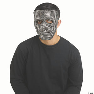 adults silver rhinestone bling plastic full mask one size~fw93369sl