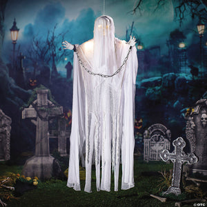 2 x 5 ft animated hanging white grim reaper halloween decoration with lights & sound~atc00145-a01